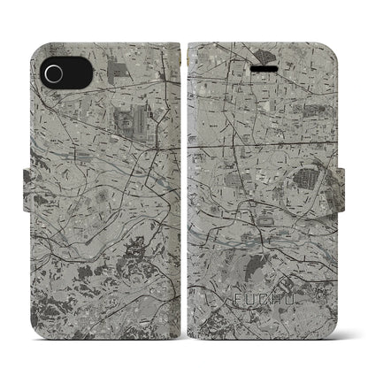 【府中2（東京都）】地図柄iPhoneケース（手帳タイプ）モノトーン・iPhone SE（第3 / 第2世代） / 8 / 7 / 6s / 6 用