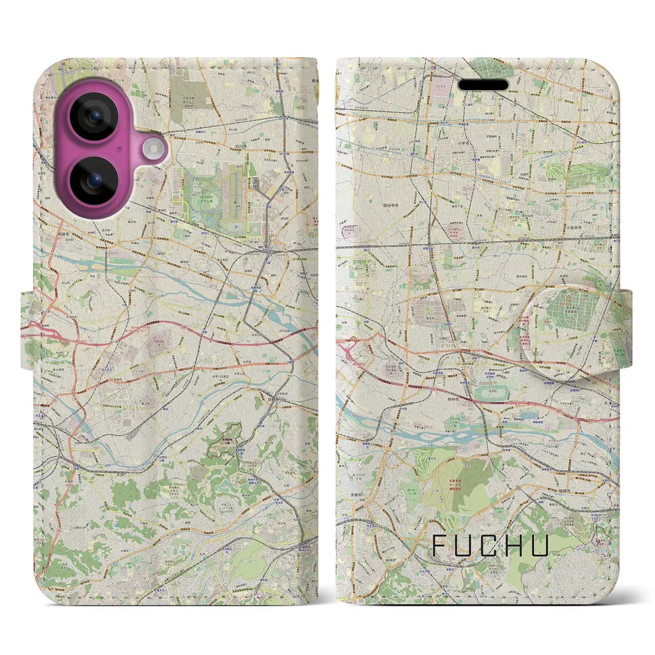 【府中2（東京都）】地図柄iPhoneケース（手帳タイプ）