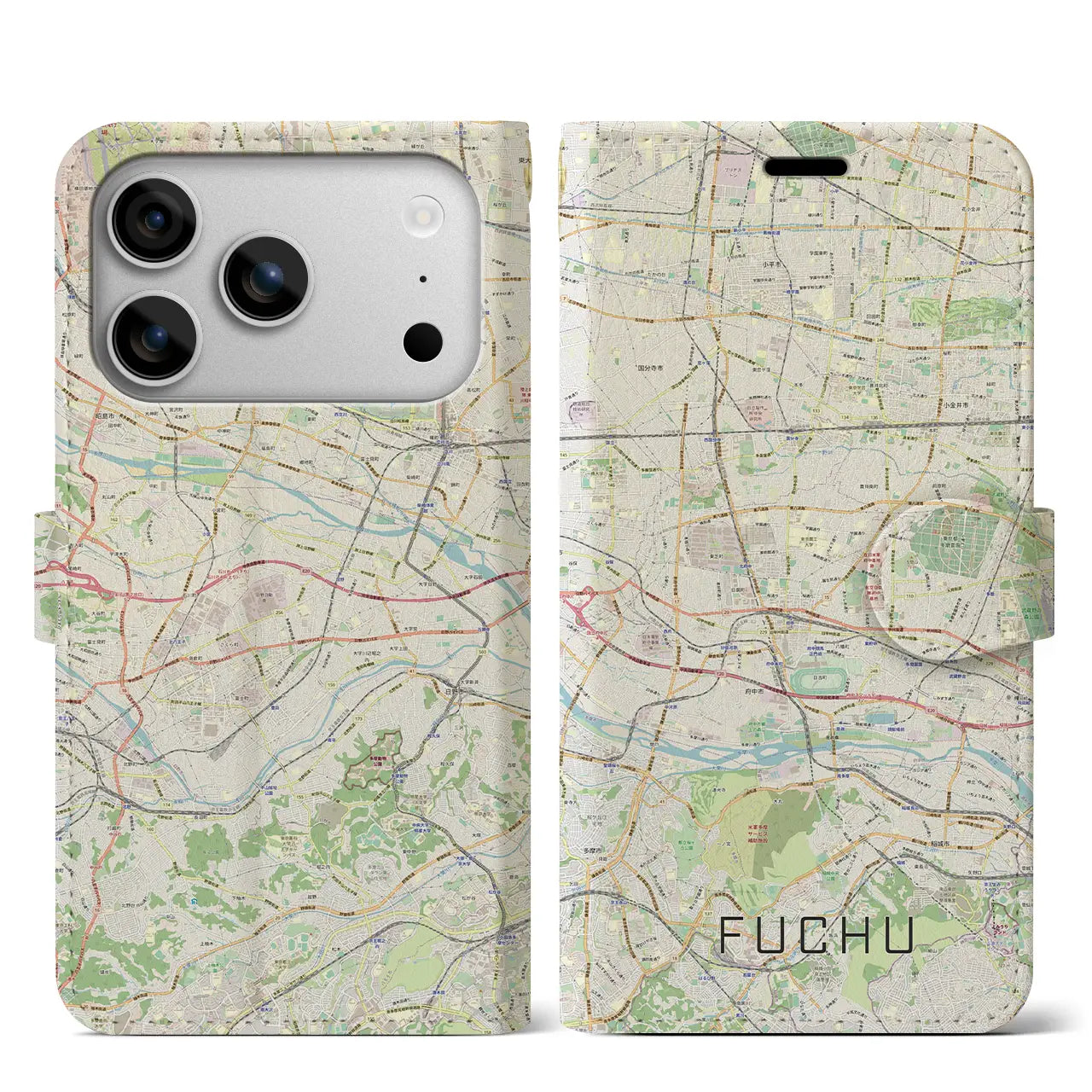 【府中2（東京都）】地図柄iPhoneケース（手帳タイプ）