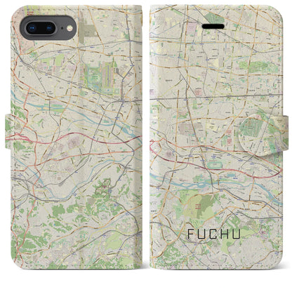 【府中2（東京都）】地図柄iPhoneケース（手帳タイプ）ナチュラル・iPhone 8Plus /7Plus / 6sPlus / 6Plus 用