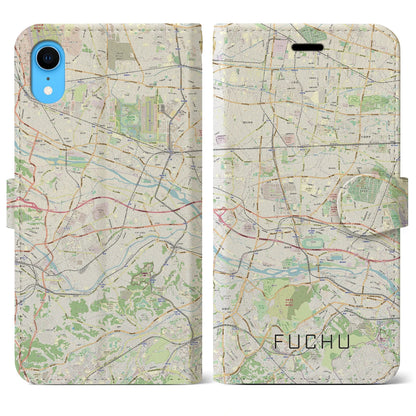 【府中2（東京都）】地図柄iPhoneケース（手帳タイプ）ナチュラル・iPhone XR 用
