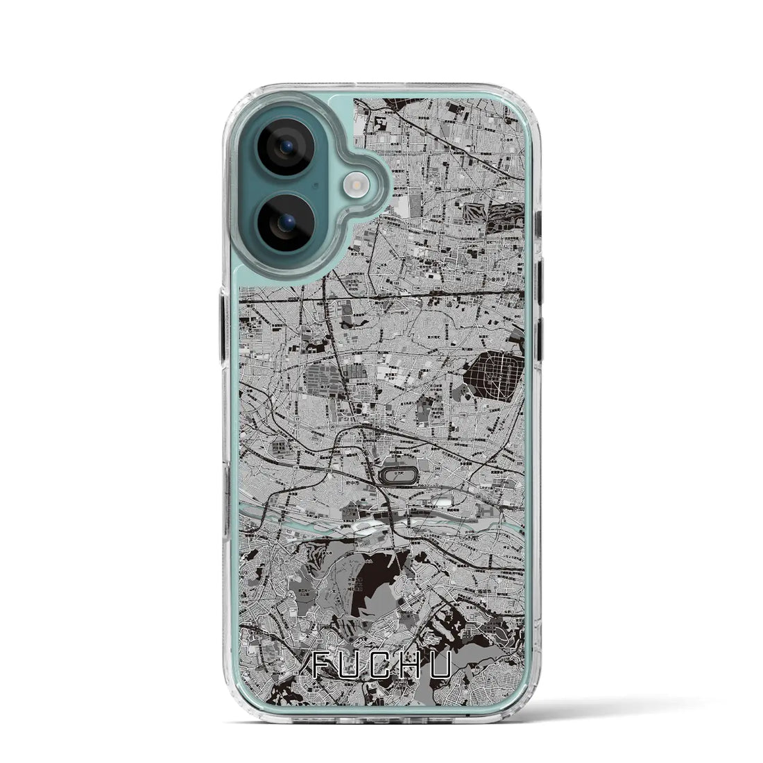 【府中2（東京都）】地図柄iPhoneケース（MagSafeタイプ）モノトーン・iPhone 16 Pro 用