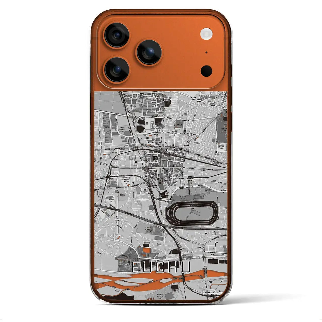 【府中(東京都)】地図柄iPhoneケース(クリアタイプ)モノトーン・iPhone 17 Pro Max 用