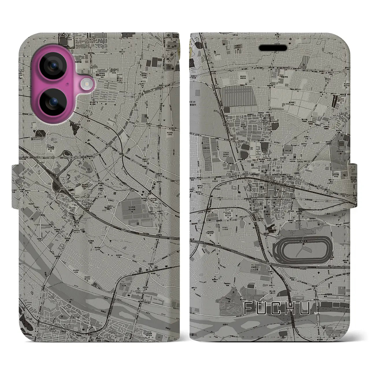 【府中（東京都）】地図柄iPhoneケース（手帳タイプ）