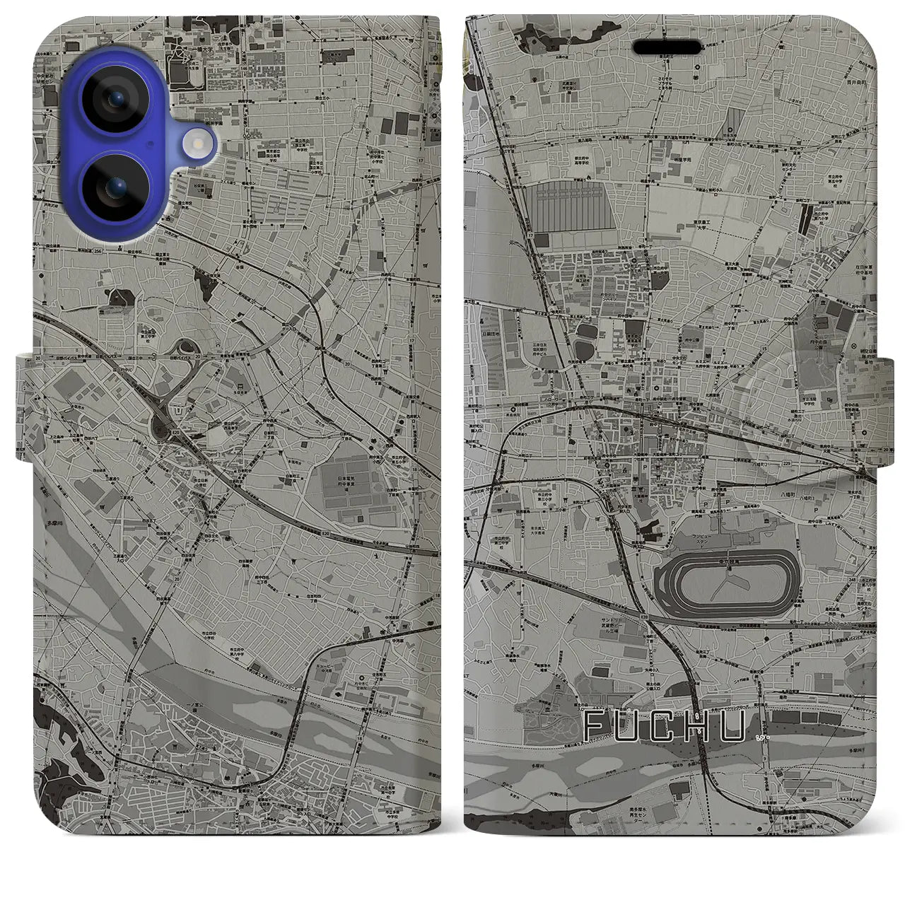 【府中（東京都）】地図柄iPhoneケース（手帳タイプ）