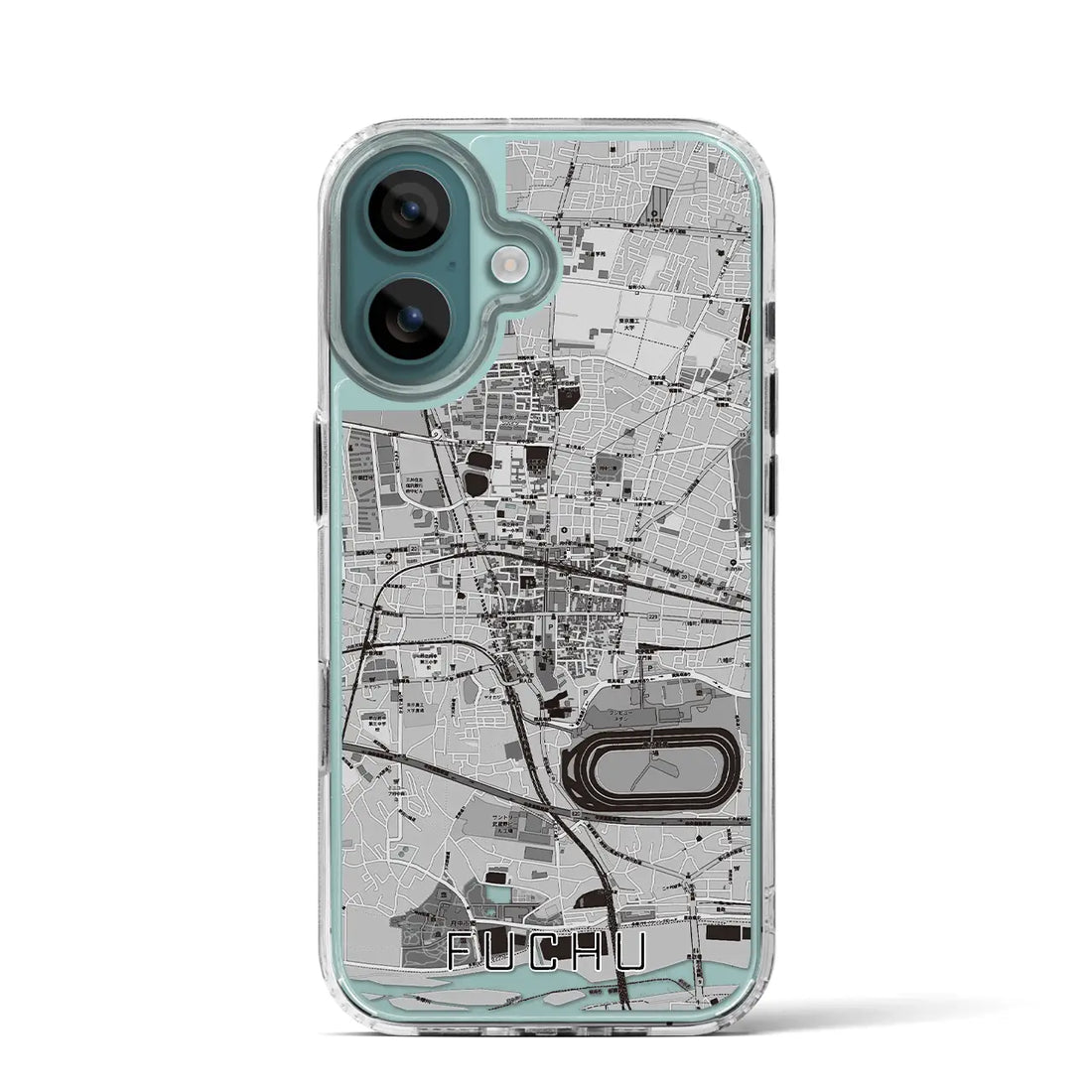 【府中（東京都）】地図柄iPhoneケース（MagSafeタイプ）モノトーン・iPhone 16 Pro 用