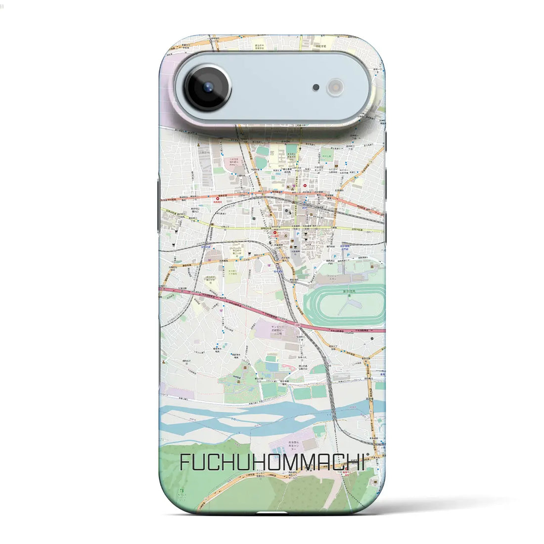 【府中本町（東京都）】地図柄iPhoneケース（バックカバータイプ）ブラック・iPhone 17 Pro Max 用