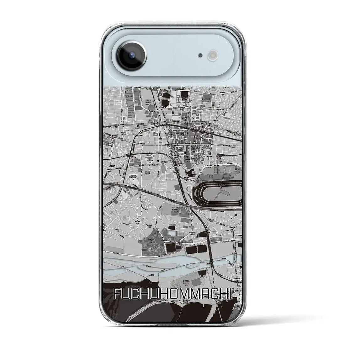 【府中本町(東京都)】地図柄iPhoneケース(クリアタイプ)モノトーン・iPhone 17 Pro Max 用