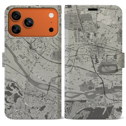 【府中本町（東京都）】地図柄iPhoneケース（手帳タイプ）