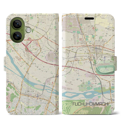 【府中本町（東京都）】地図柄iPhoneケース（手帳タイプ）