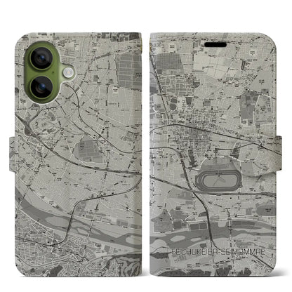 【府中競馬正門前（東京都）】地図柄iPhoneケース（手帳タイプ）