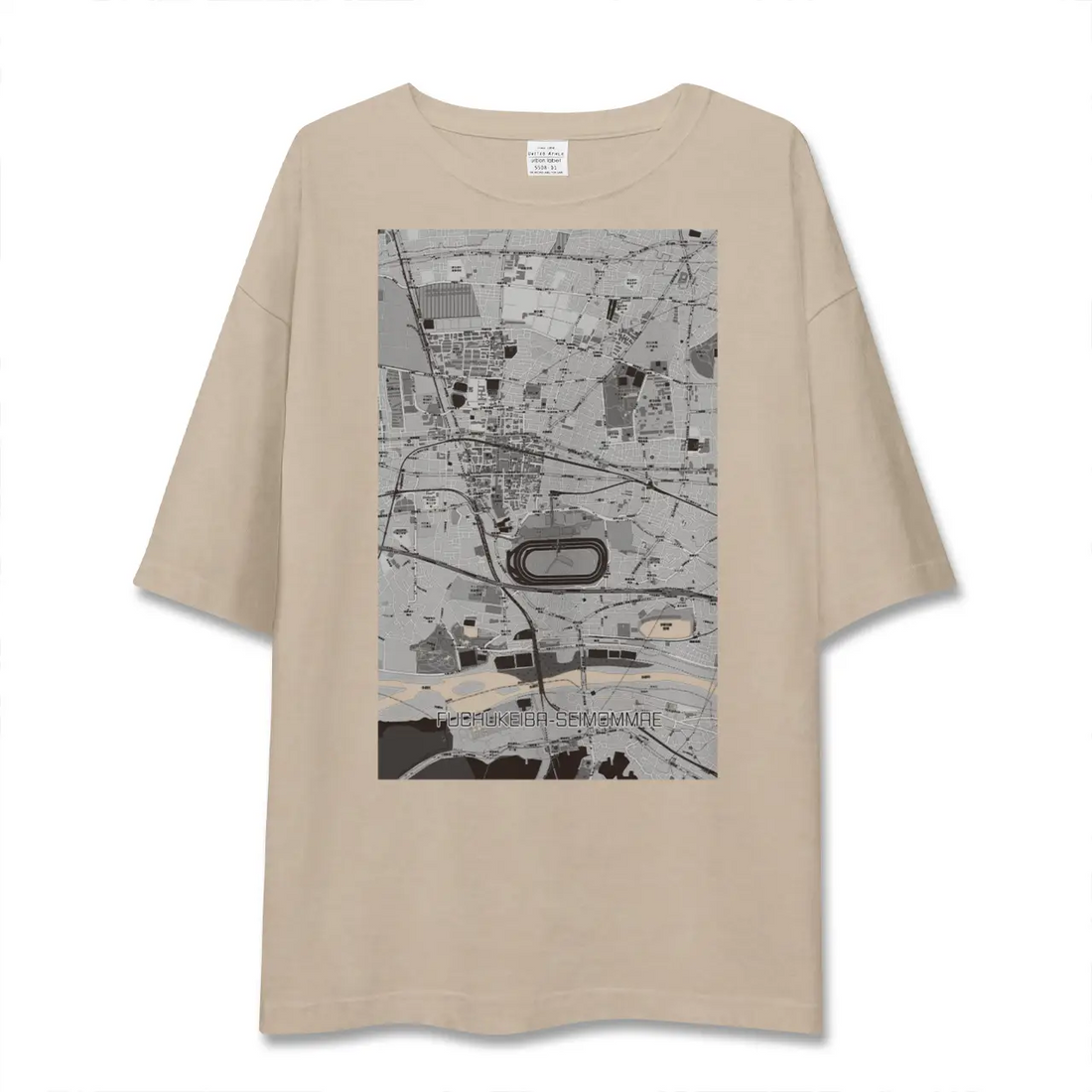【府中競馬正門前（東京都）】地図柄ビッグシルエットTシャツ