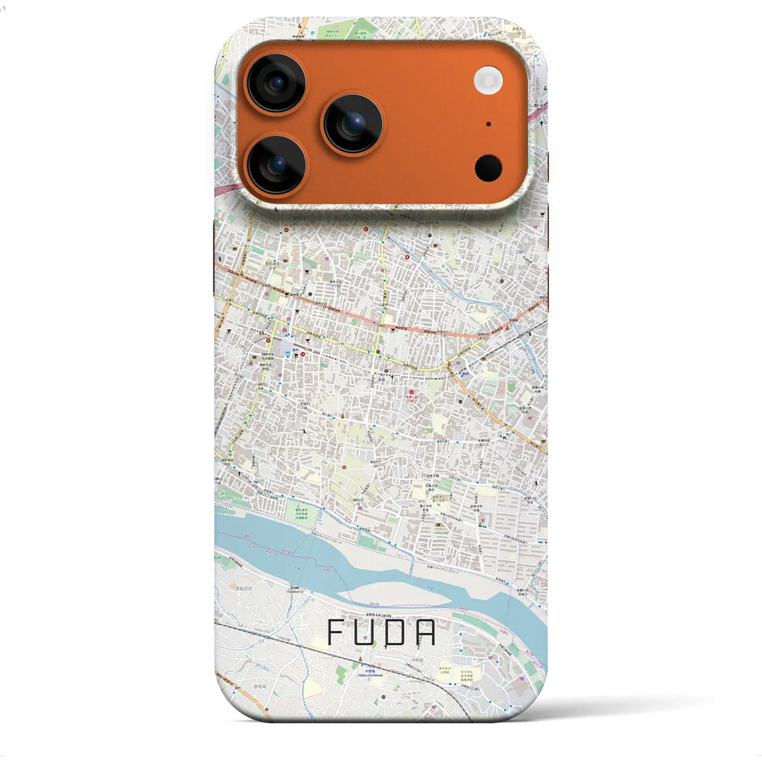 【布田（東京都）】地図柄iPhoneケース（バックカバータイプ）ブラック・iPhone 17 Pro Max 用