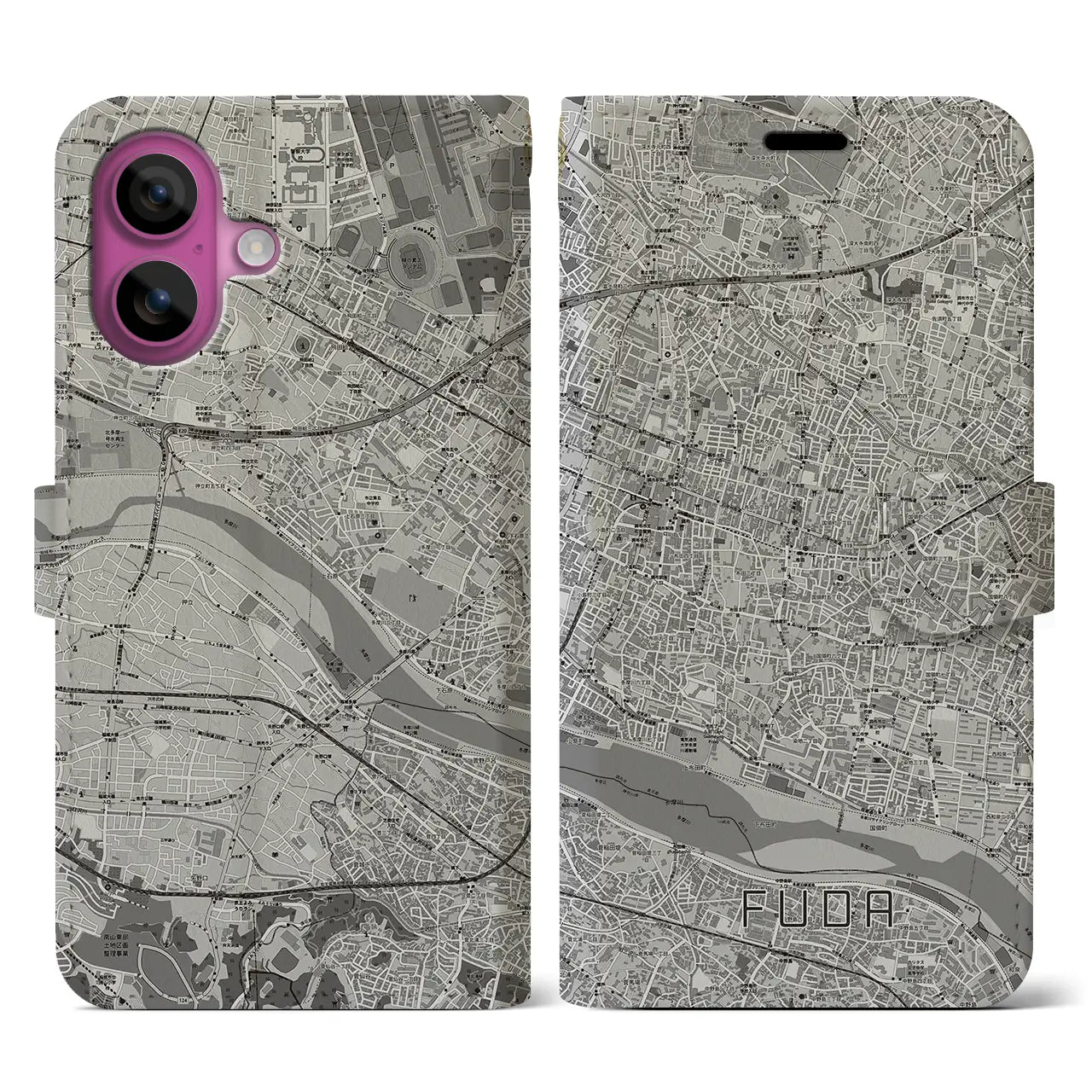 【布田（東京都）】地図柄iPhoneケース（手帳タイプ）