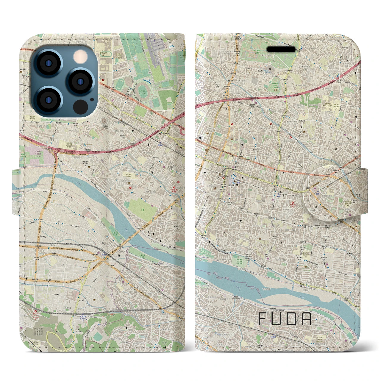 【布田（東京都）】地図柄iPhoneケース（手帳タイプ）