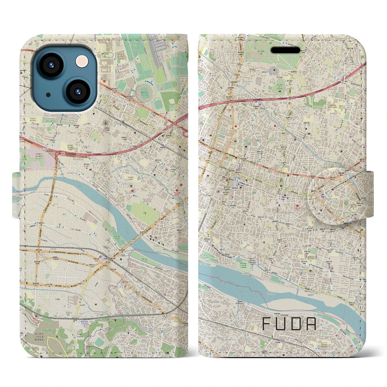 【布田（東京都）】地図柄iPhoneケース（手帳タイプ）