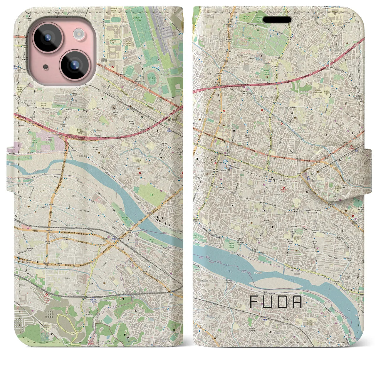 【布田（東京都）】地図柄iPhoneケース（手帳タイプ）