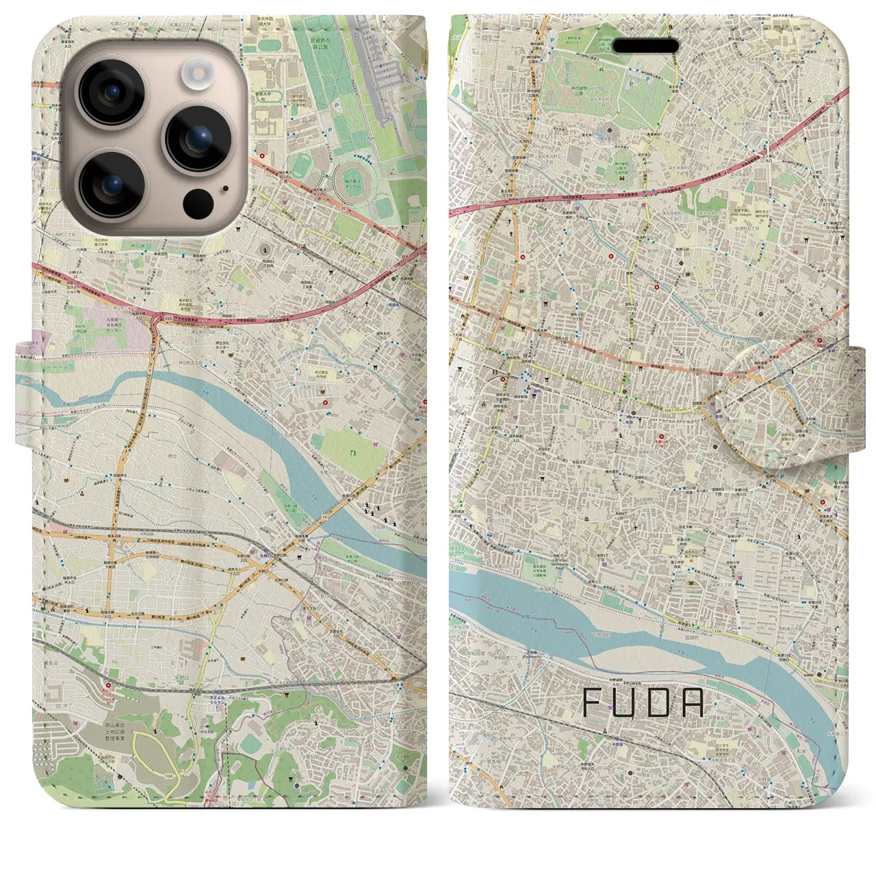 【布田（東京都）】地図柄iPhoneケース（手帳タイプ）