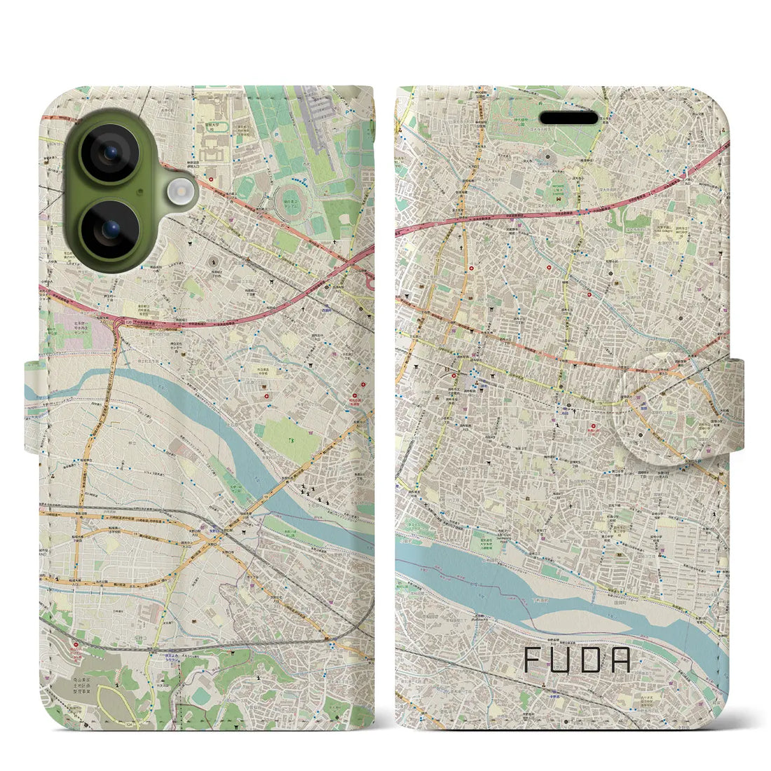 【布田(東京都)】地図柄iPhoneケース(手帳タイプ)ナチュラル・iPhone 17 Pro Max 用