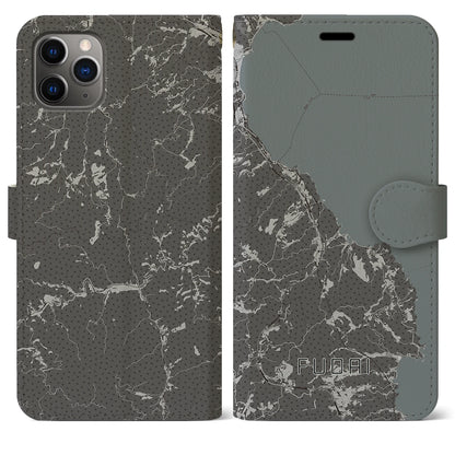 【普代（岩手県）】地図柄iPhoneケース（手帳タイプ）モノトーン・iPhone 11 Pro Max 用