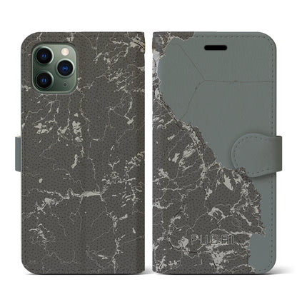 【普代（岩手県）】地図柄iPhoneケース（手帳タイプ）モノトーン・iPhone 11 Pro 用