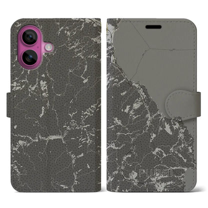 【普代（岩手県）】地図柄iPhoneケース（手帳タイプ）モノトーン・iPhone 16 Pro 用