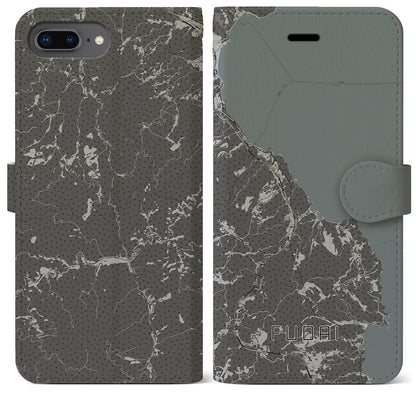 【普代（岩手県）】地図柄iPhoneケース（手帳タイプ）モノトーン・iPhone 8Plus /7Plus / 6sPlus / 6Plus 用