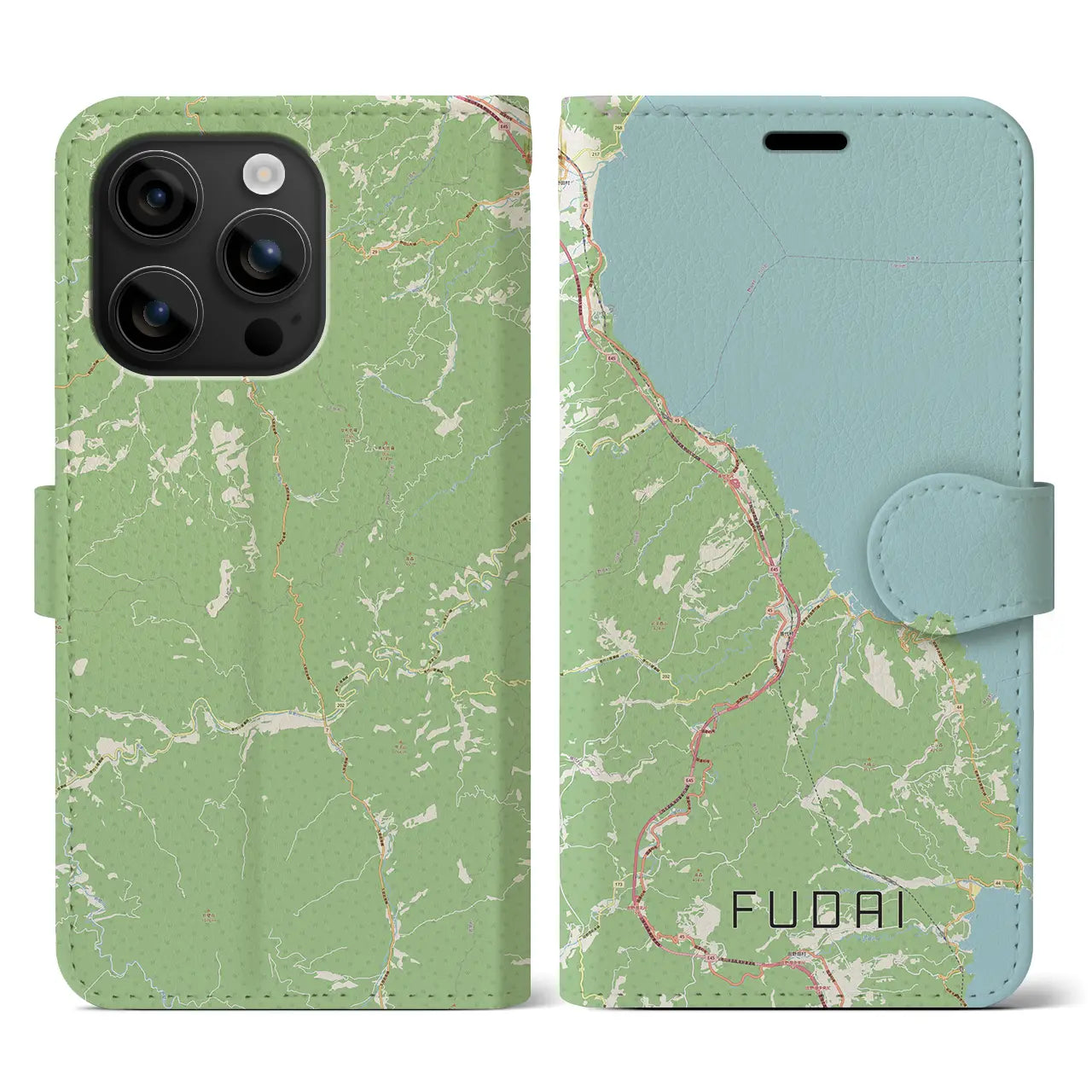 【普代（岩手県）】地図柄iPhoneケース（手帳タイプ）ナチュラル・iPhone 16 用