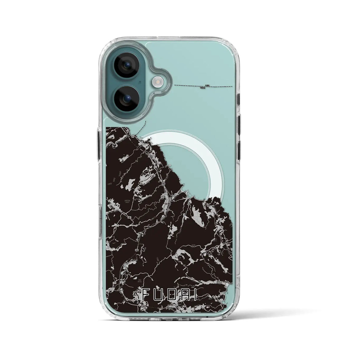 【普代（岩手県）】地図柄iPhoneケース（MagSafeタイプ）モノトーン・iPhone 16 Pro 用