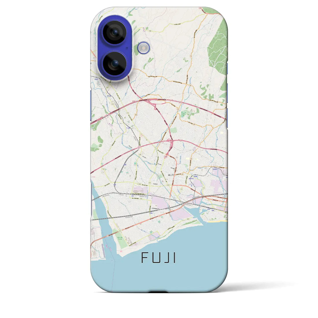 【富士(静岡県)】地図柄iPhoneケース(バックカバータイプ)ブラック・iPhone 16 Pro Max 用