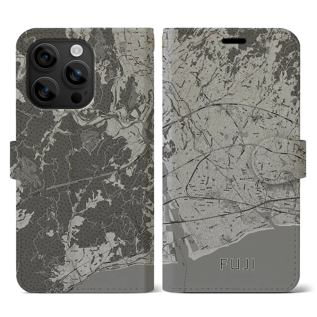 【富士（静岡県）】地図柄iPhoneケース（手帳タイプ）