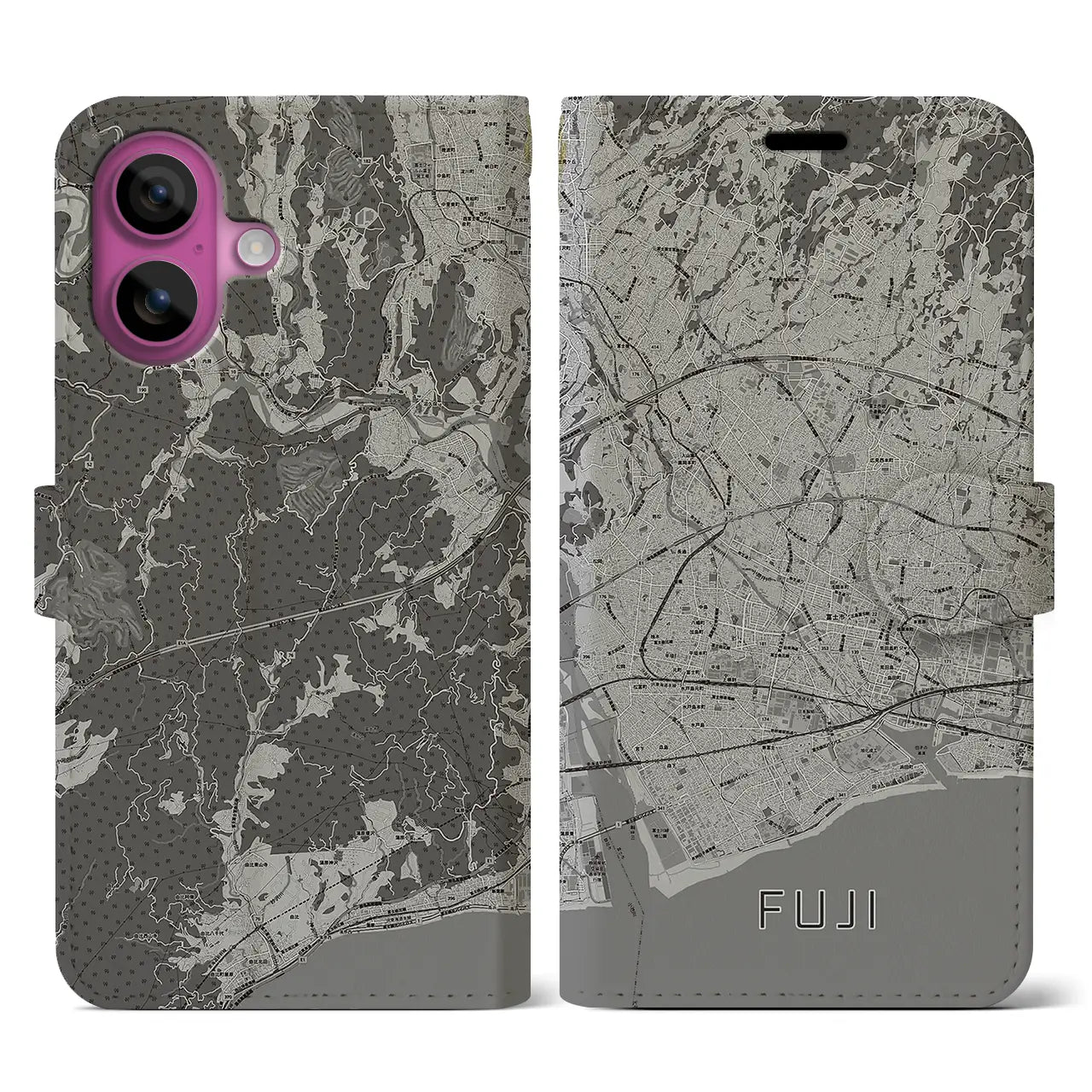 【富士（静岡県）】地図柄iPhoneケース（手帳タイプ）