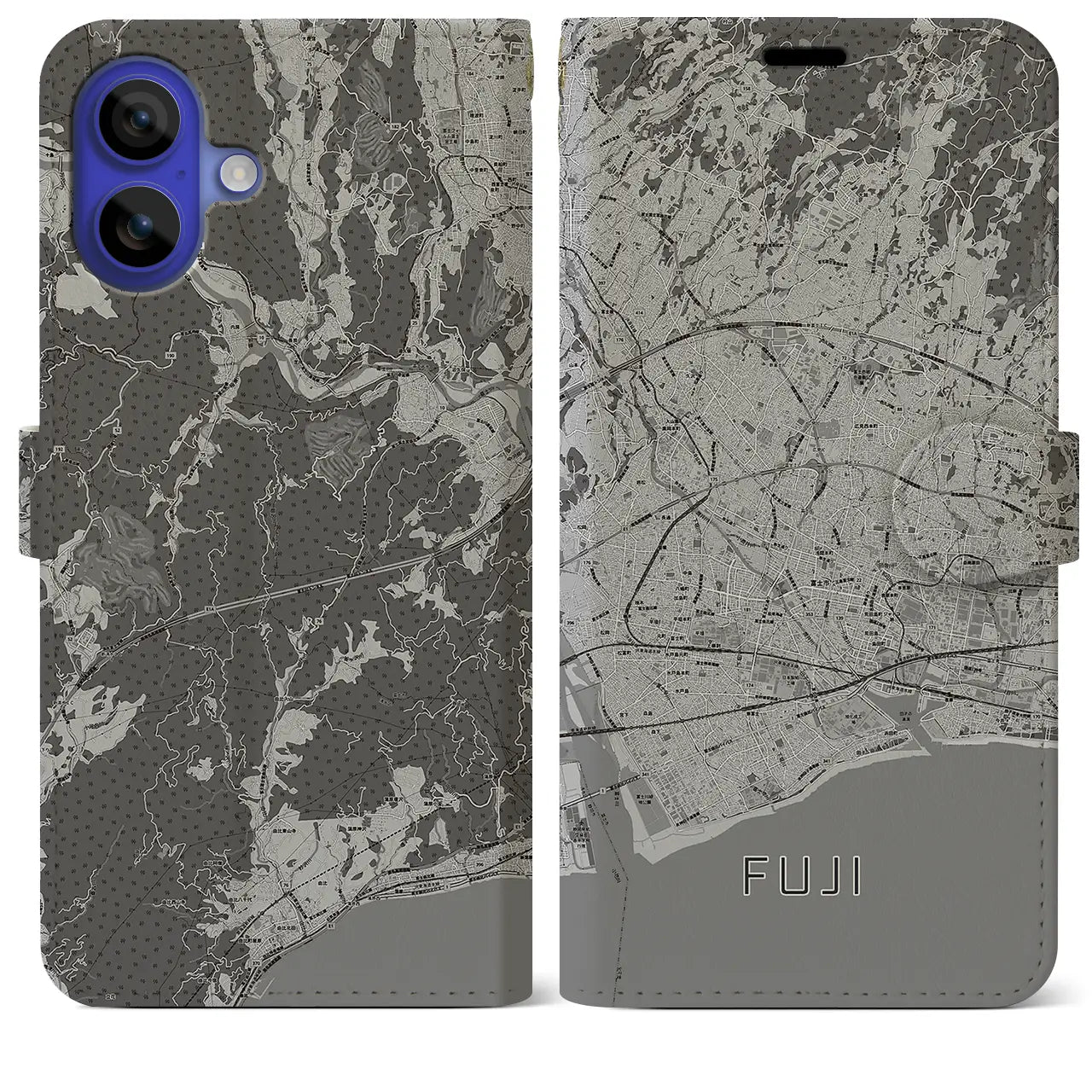 【富士（静岡県）】地図柄iPhoneケース（手帳タイプ）