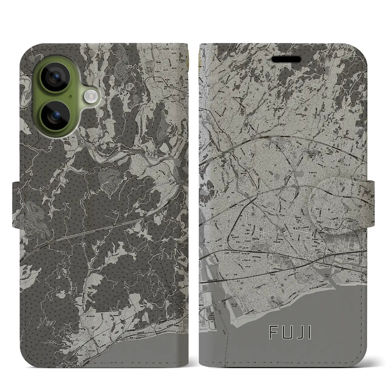 【富士（静岡県）】地図柄iPhoneケース（手帳タイプ）
