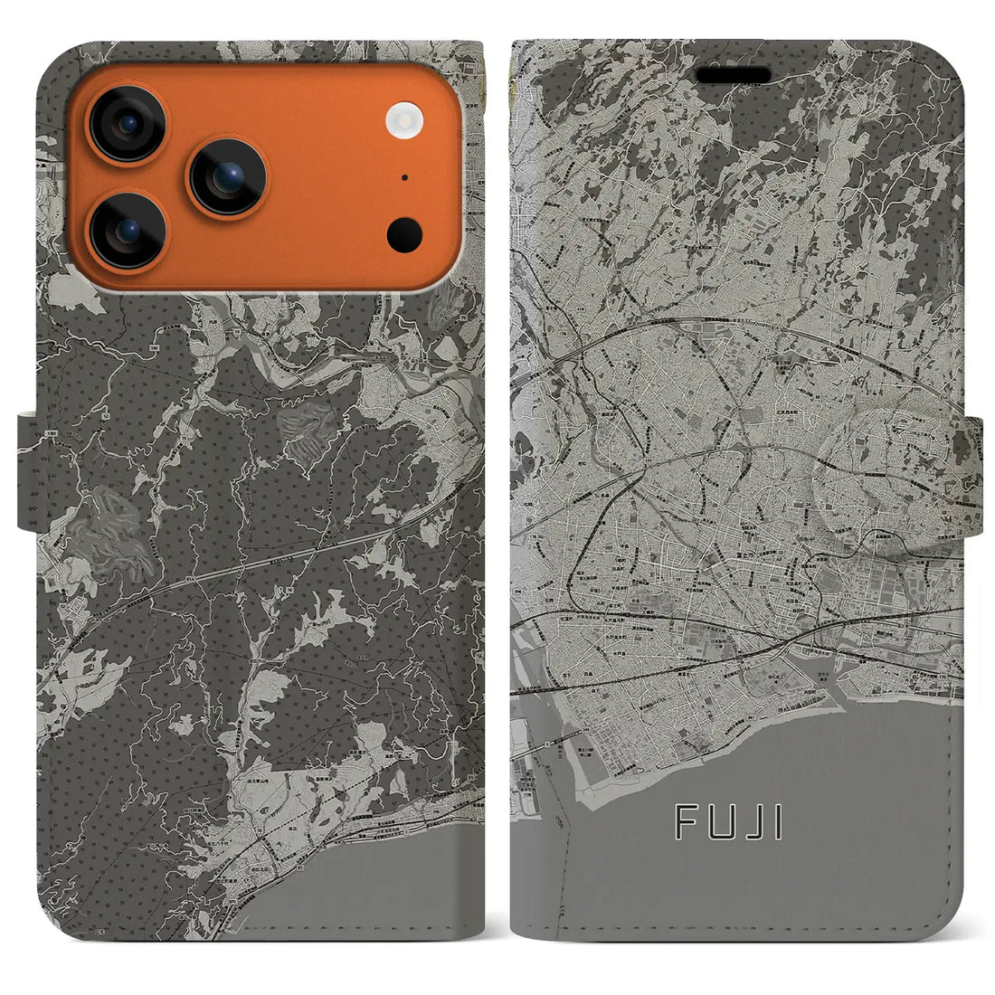 【富士（静岡県）】地図柄iPhoneケース（手帳タイプ）