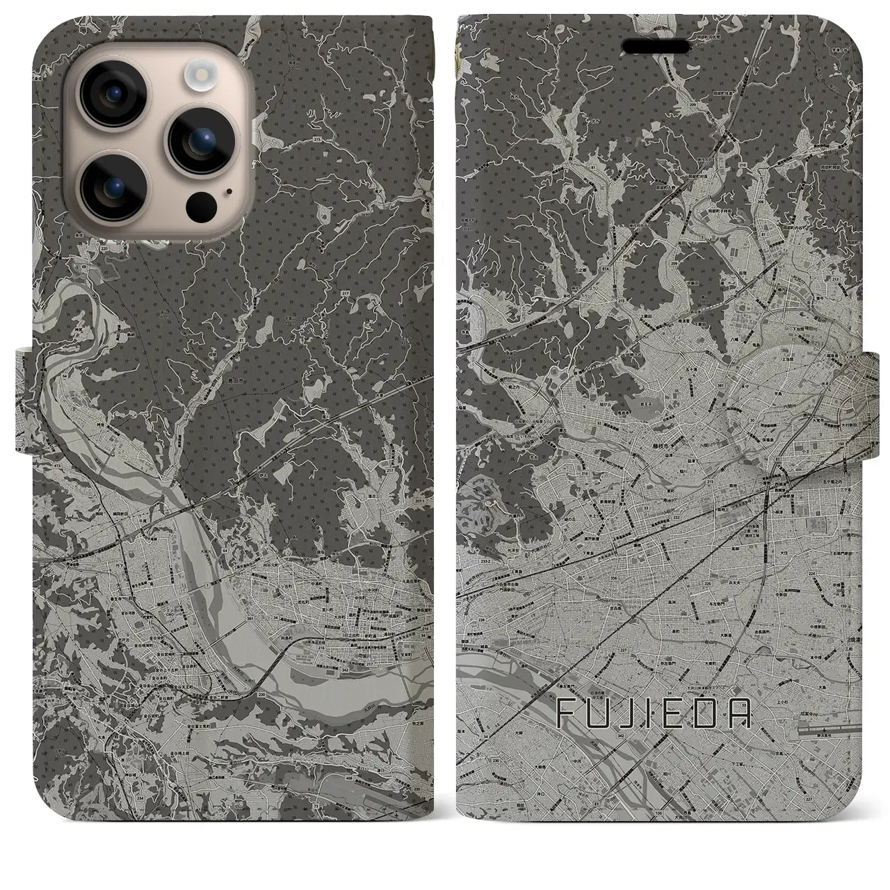 【藤枝（静岡県）】地図柄iPhoneケース（手帳タイプ）