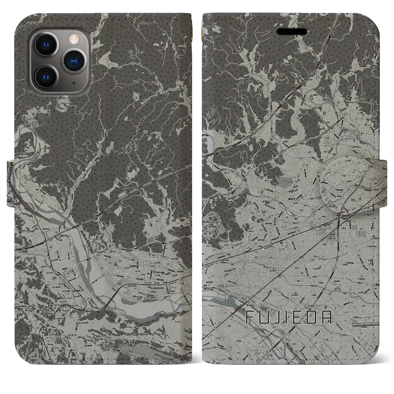 【藤枝（静岡県）】地図柄iPhoneケース（手帳タイプ）