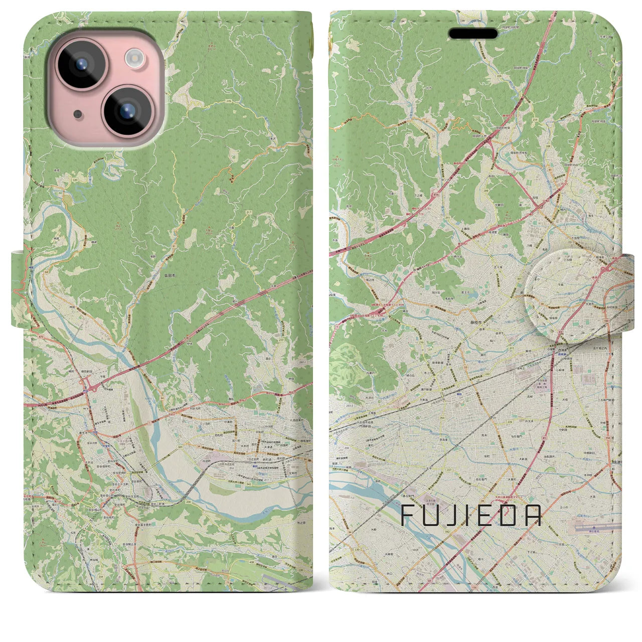 【藤枝（静岡県）】地図柄iPhoneケース（手帳タイプ）