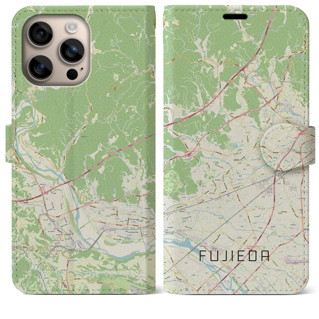 【藤枝（静岡県）】地図柄iPhoneケース（手帳タイプ）