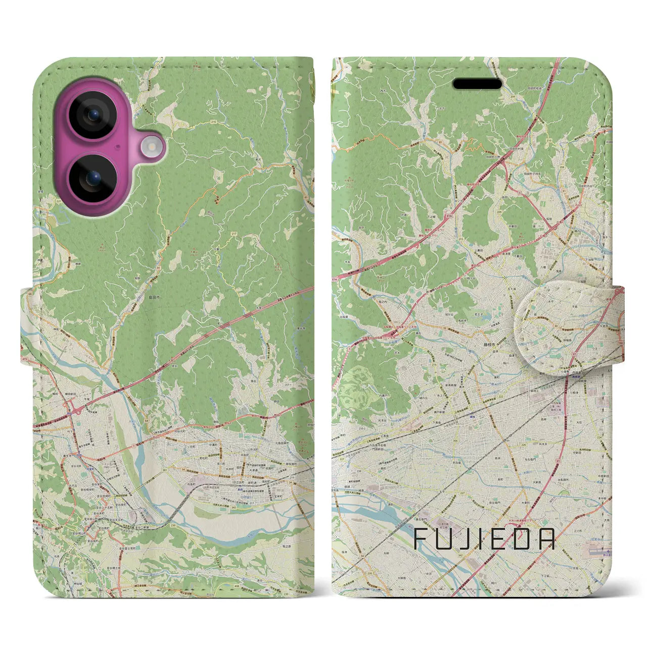 【藤枝（静岡県）】地図柄iPhoneケース（手帳タイプ）