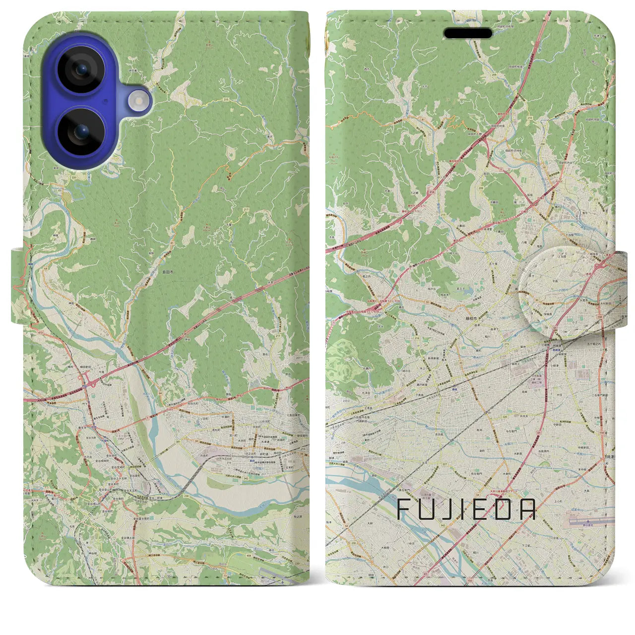 【藤枝（静岡県）】地図柄iPhoneケース（手帳タイプ）