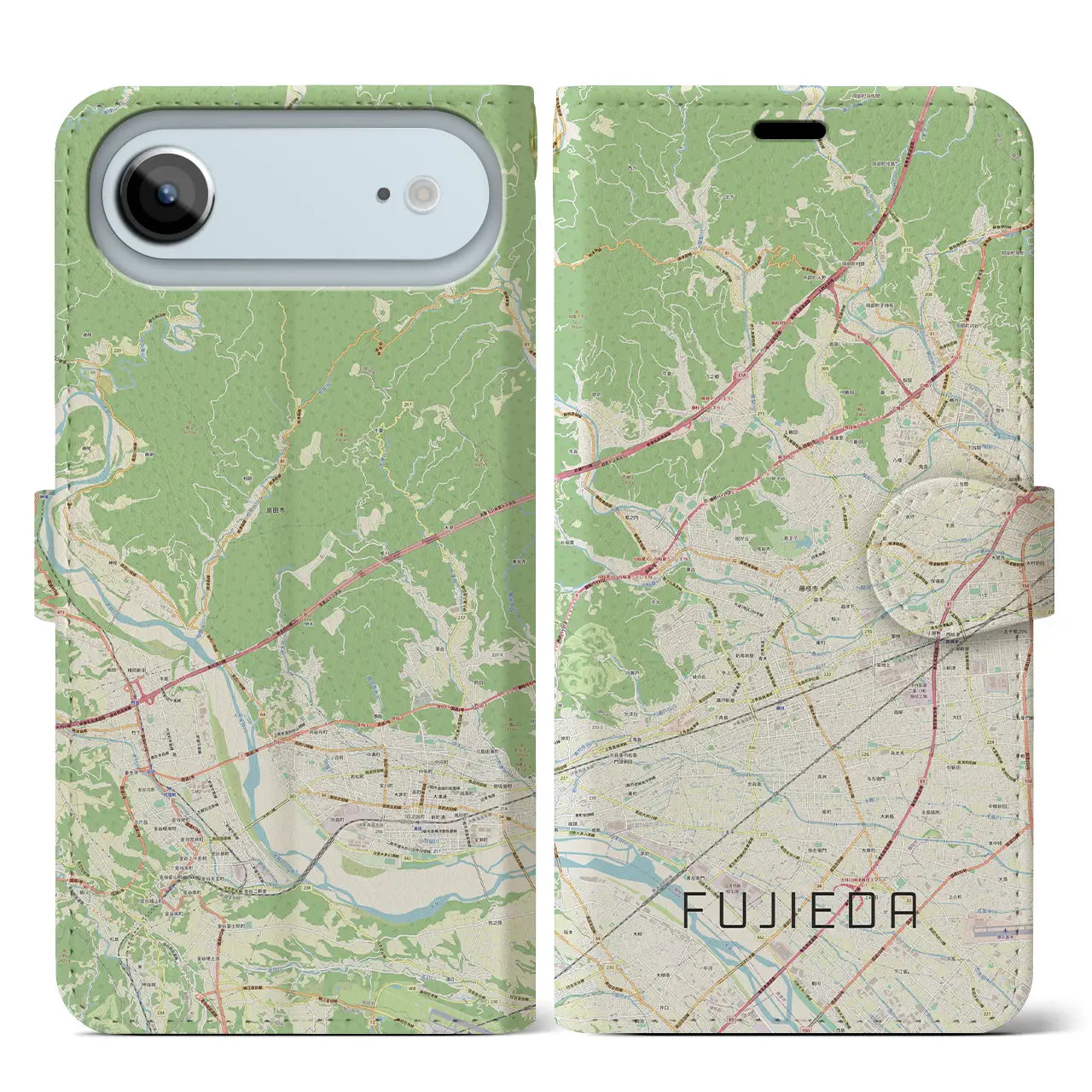 【藤枝（静岡県）】地図柄iPhoneケース（手帳タイプ）