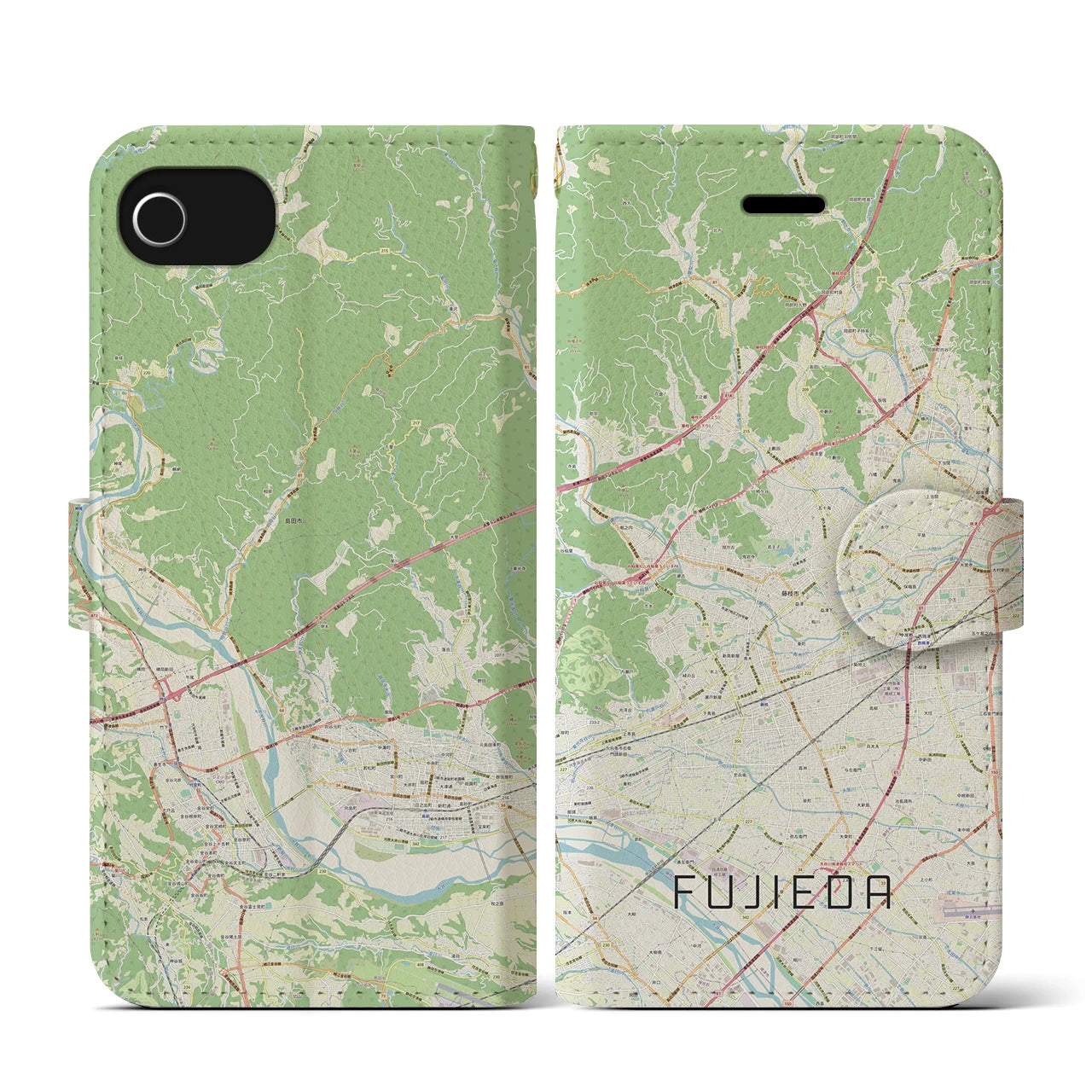 【藤枝（静岡県）】地図柄iPhoneケース（手帳タイプ）