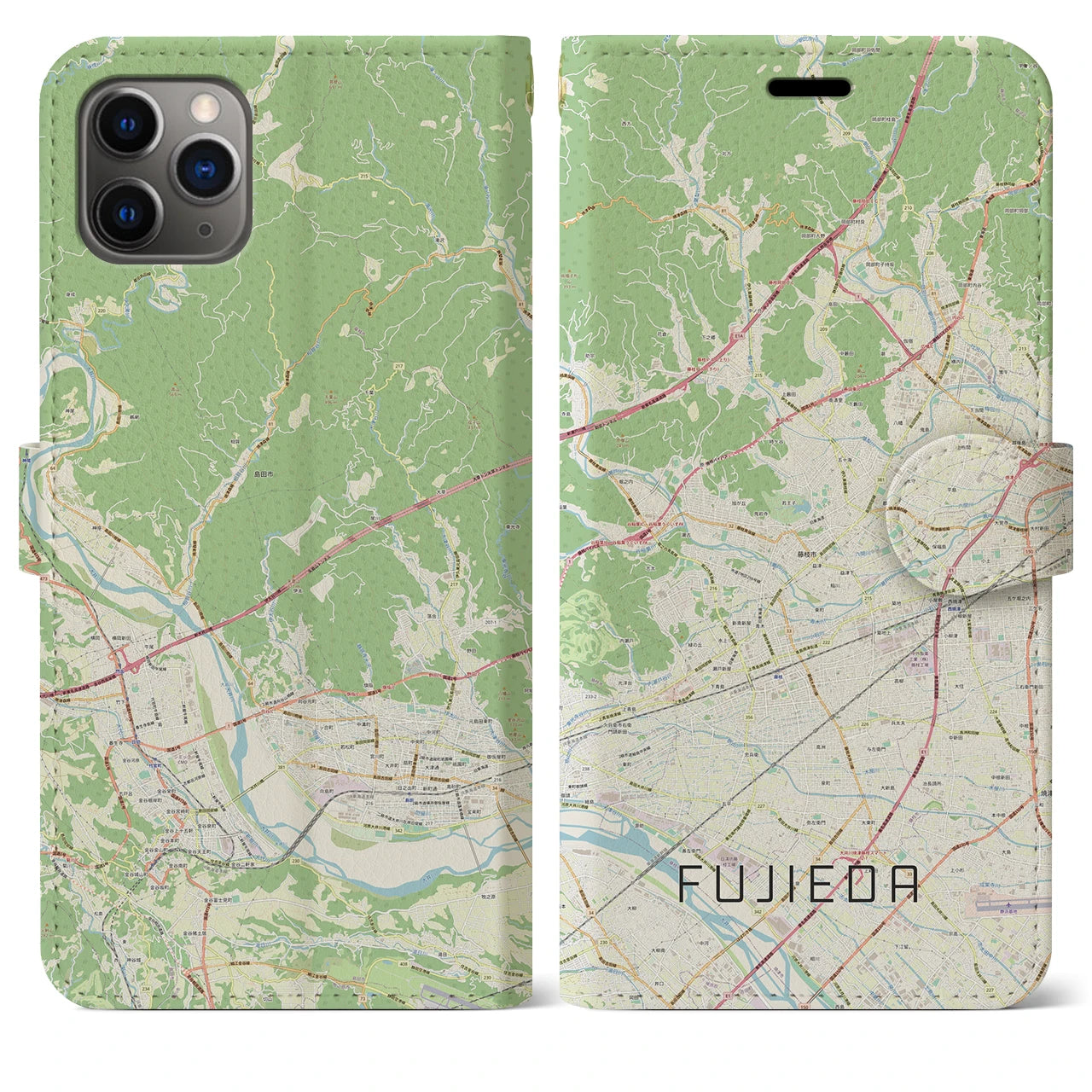 【藤枝（静岡県）】地図柄iPhoneケース（手帳タイプ）