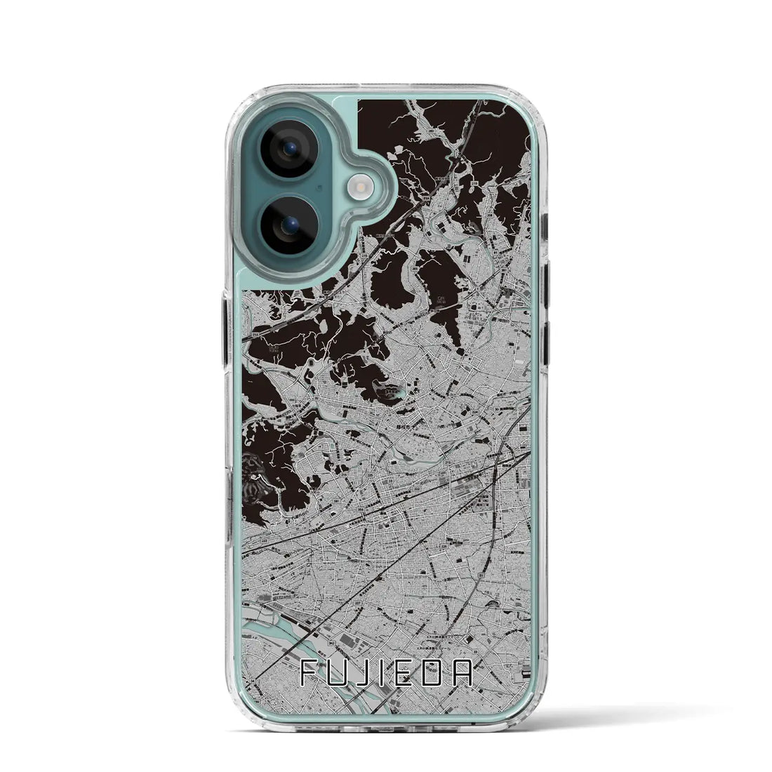 【藤枝（静岡県）】地図柄iPhoneケース（MagSafeタイプ）モノトーン・iPhone 16 Pro 用