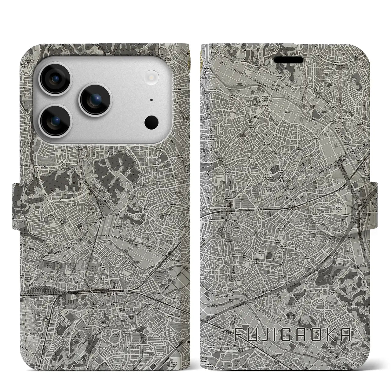 【藤が丘（神奈川県）】地図柄iPhoneケース（手帳タイプ）