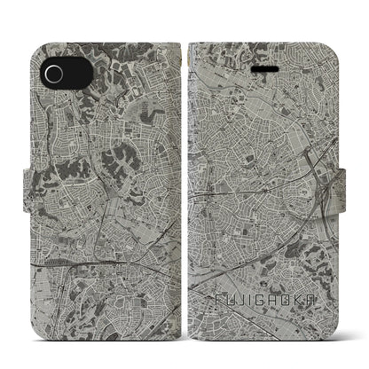 【藤が丘（神奈川県）】地図柄iPhoneケース（手帳タイプ）モノトーン・iPhone SE（第3 / 第2世代） / 8 / 7 / 6s / 6 用