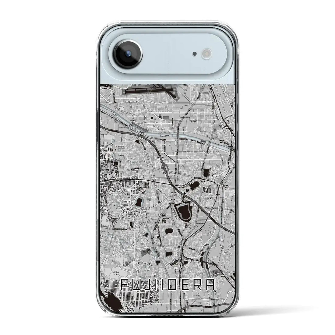【藤井寺(大阪府)】地図柄iPhoneケース(クリアタイプ)モノトーン・iPhone 17 Pro Max 用