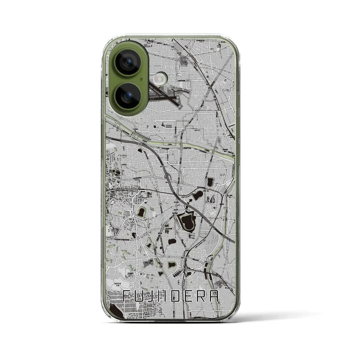 【藤井寺（大阪府）】地図柄iPhoneケース（クリアタイプ）モノトーン・iPhone 17 Pro Max 用