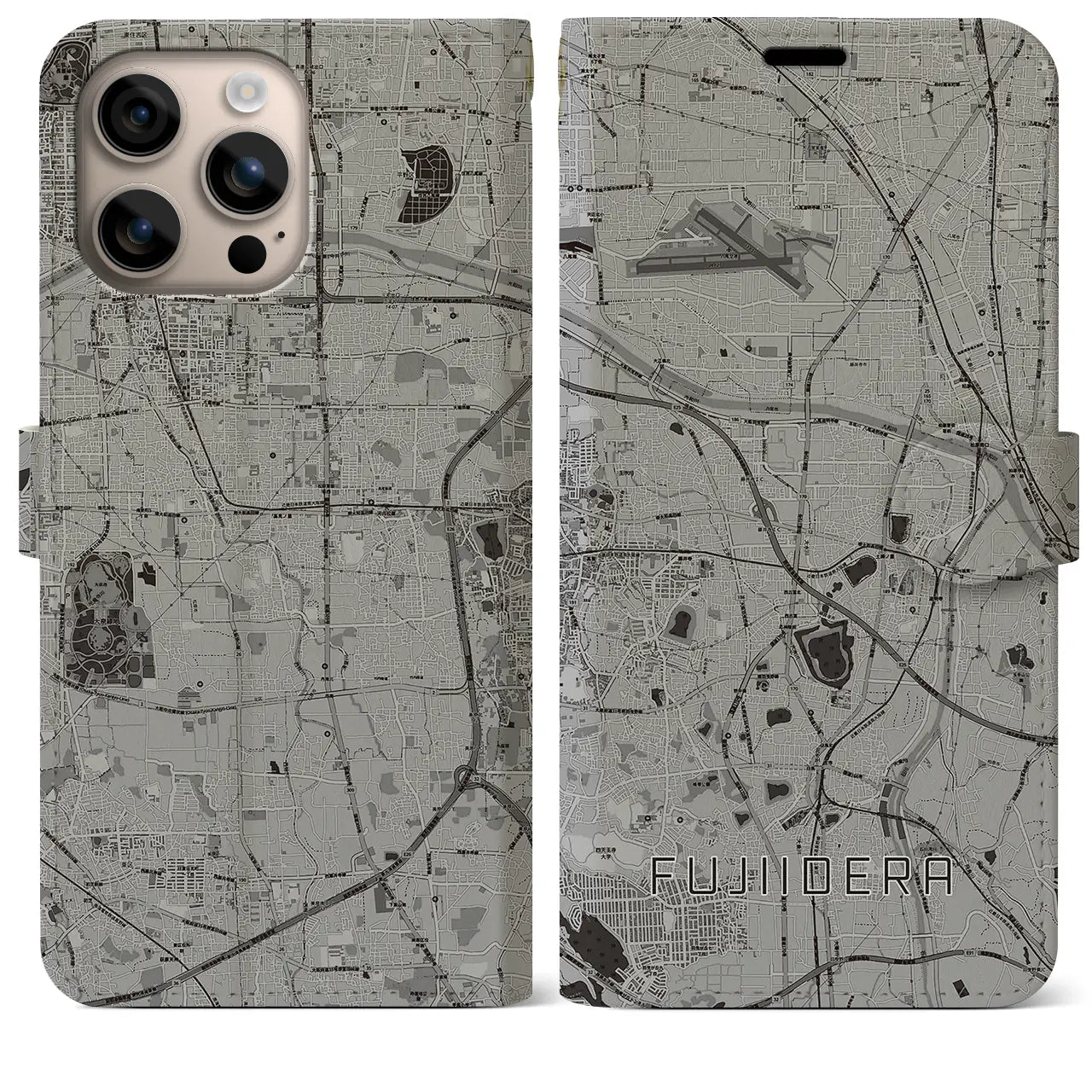 【藤井寺（大阪府）】地図柄iPhoneケース（手帳タイプ）